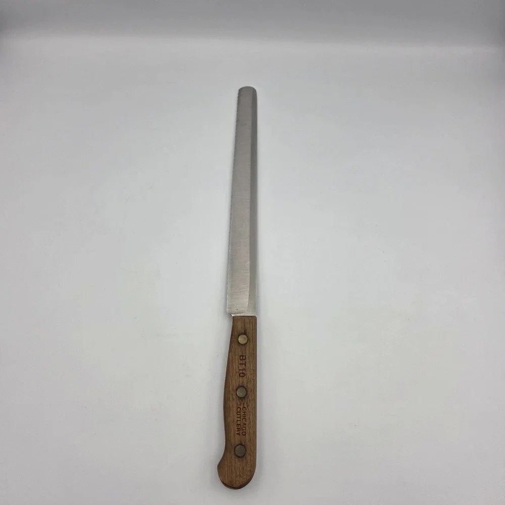 Vintage Chicago Cutlery Wood Handle BT10 Serrared Bread Knife Kitchen 10